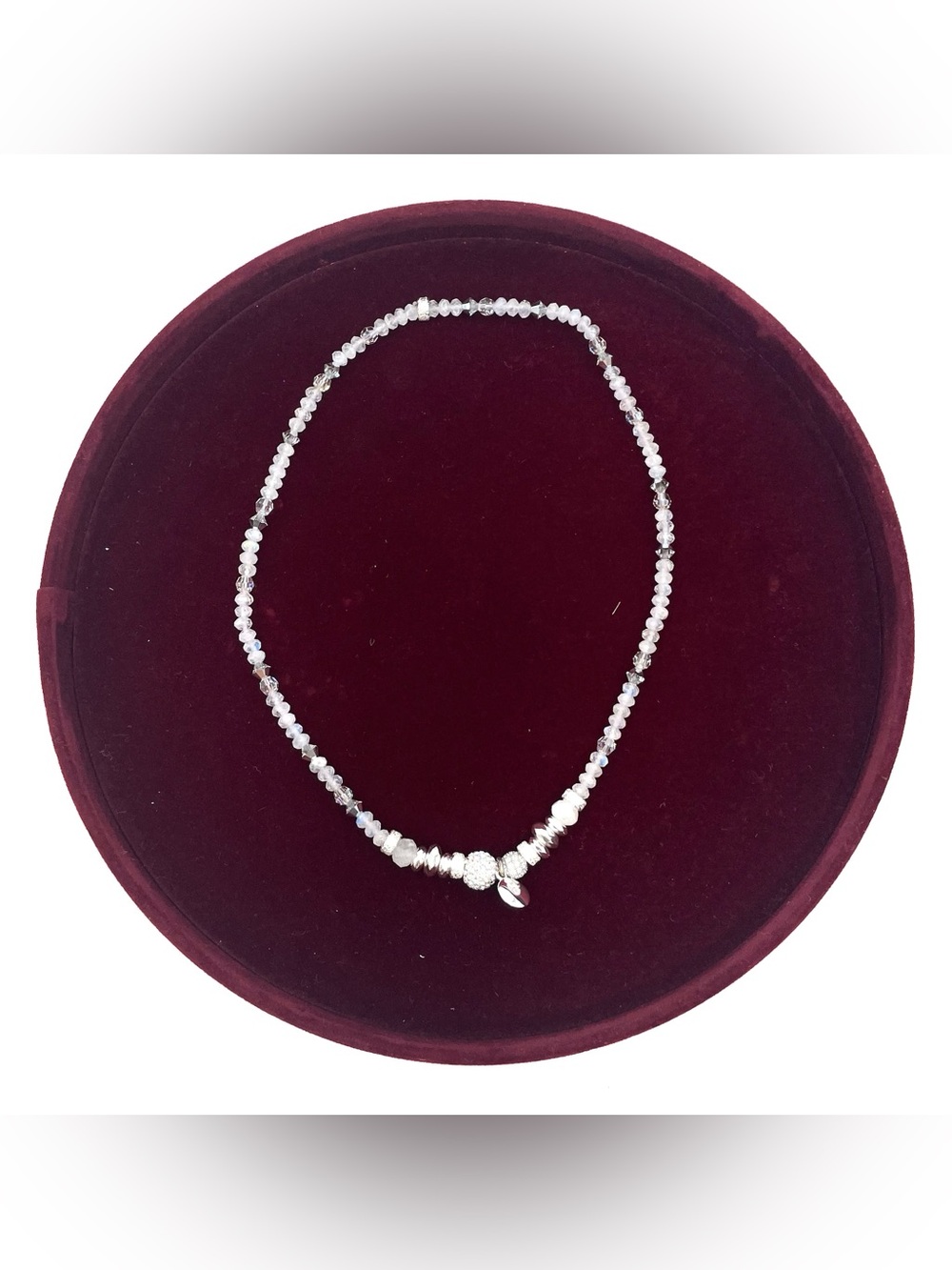 Hillberg & Berk White Crystal Beaded Sparkle Ball Necklace